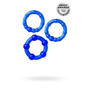 Набор колец TOYFA A-toys, TPE, Синий, Ø 3,5/3/2 см (иной угол)