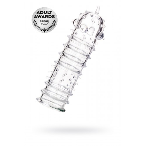 Насадка на пенис TOYFA A-Toys  , TPR, Прозрачный, 15,3 см (рельефная)