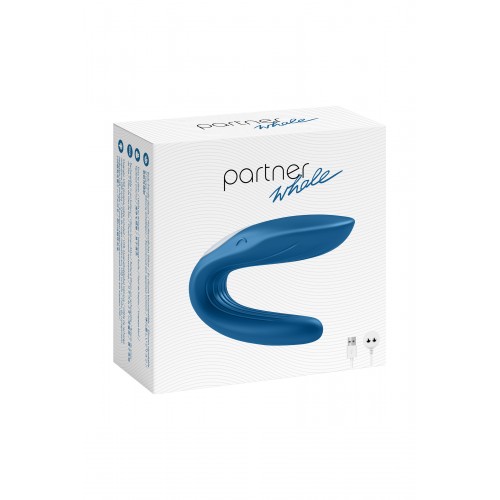 Многофункциональный стимулятор для пар Satisfyer Partner Whale, силикон, голубой, 17 см.