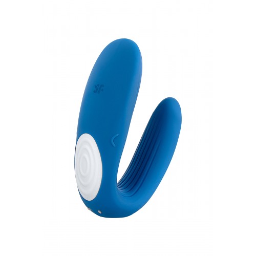 Многофункциональный стимулятор для пар Satisfyer Partner Whale, силикон, голубой, 17 см.