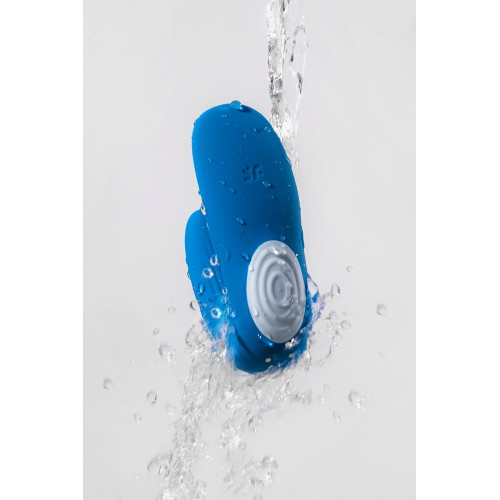 Многофункциональный стимулятор для пар Satisfyer Partner Whale, силикон, голубой, 17 см.