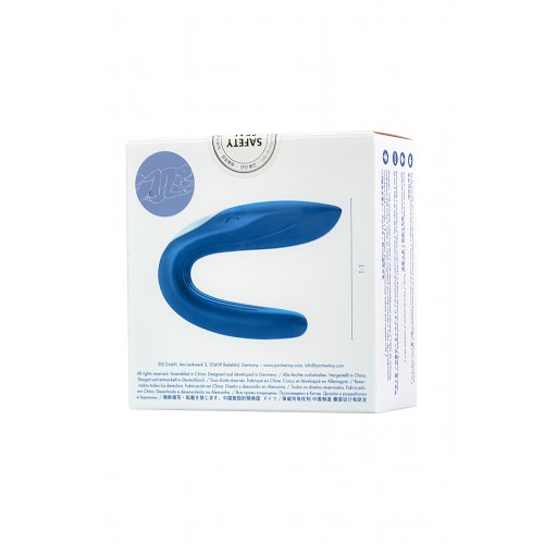 Многофункциональный стимулятор для пар Satisfyer Partner Whale, силикон, голубой, 17 см.