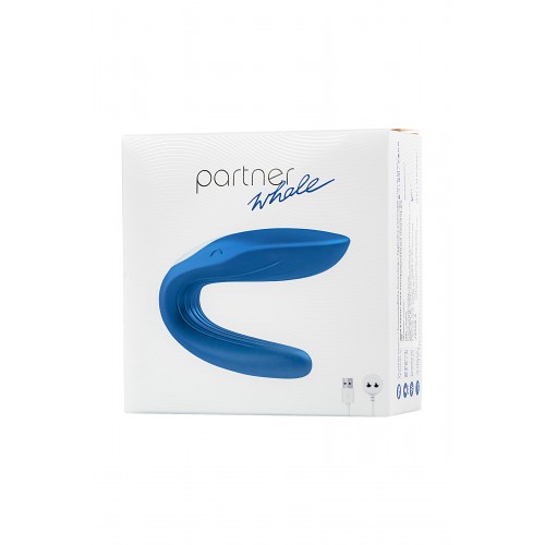 Многофункциональный стимулятор для пар Satisfyer Partner Whale, силикон, голубой, 17 см.