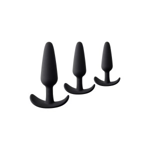 Набор анальных втулок, силикон, черный (иной угол)