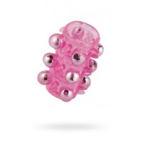 Насадка с бусинами, силикон, розовая, 3 см (в пакете)