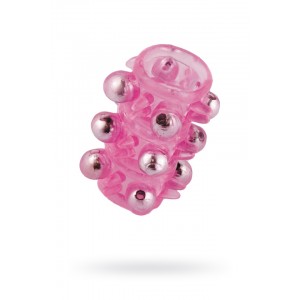 Насадка с бусинами, силикон, розовая, 3 см (в пакете)