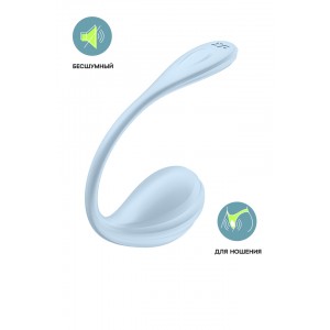 Виброяйцо Satisfyer Smooth Petal Connect App, голубое, 6,5 см