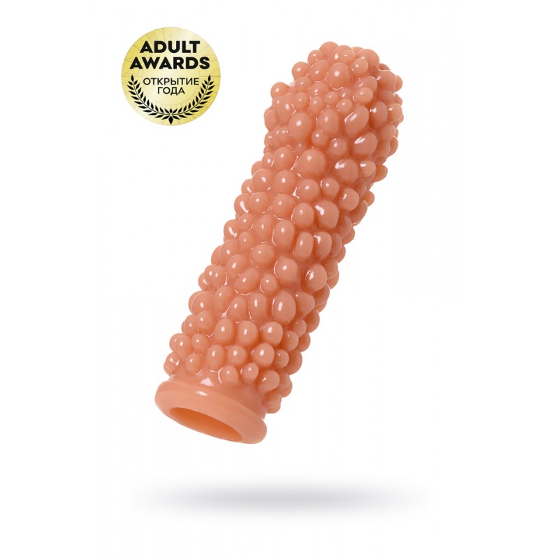 Насадка KOKOS  с дополнительной стимуляцией, реалистичная,TPR, телесный, 14.7 см с пупырышками