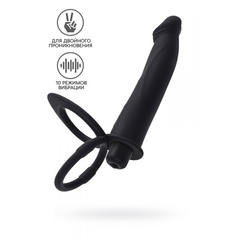 Насадка на пенис для двойного проникновения Black&Red by TOYFA, силикон, чёрная, 19 см