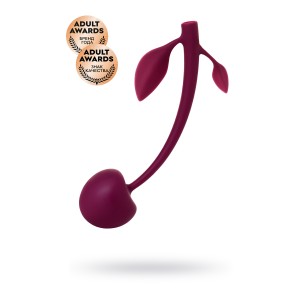 Вагинальный шарик JOS CHERRY, силикон, бордовый, 14,5 см (иной угол)