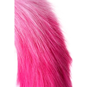 Анальная втулка с бело-розовым хвостом POPO Pleasure by TOYFA, S, силикон, черная, 45 см, Ø 2,7 см (иной угол)