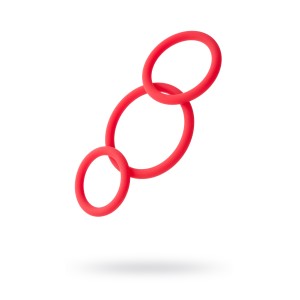 Набор эрекционных колец Black & Red TOYFA, силикон, красный, Ø6/5/4 см (иной угол)