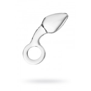 Анальная втулка Sexus Glass, стекло, прозрачная, 14,5 см, Ø 4 см с кольцом