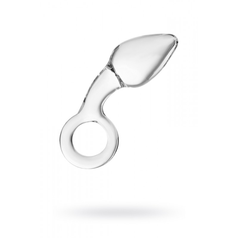 Анальная втулка Sexus Glass, стекло, прозрачная, 14,5 см, Ø 4 см с кольцом