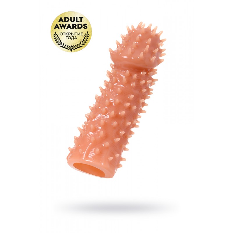 Насадка KOKOS  с дополнительной стимуляцией, реалистичная,TPR, телесный, 12.7 см с пупырышками