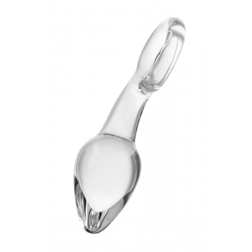 Анальная втулка Sexus Glass, стекло, прозрачная, 14,5 см, Ø 4 см с кольцом