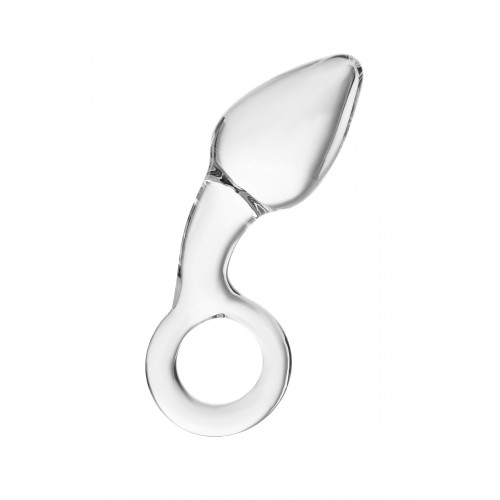 Анальная втулка Sexus Glass, стекло, прозрачная, 14,5 см, Ø 4 см с кольцом