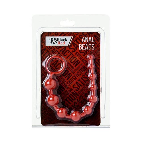 Анальная цепочка Black & Red by TOYFA, водонепроницаемая, ПВХ, красная, 31 см, Ø 3 см