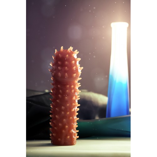 Насадка KOKOS  с дополнительной стимуляцией, реалистичная,TPR, телесный, 12.7 см с пупырышками