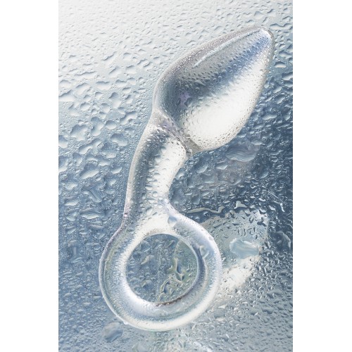 Анальная втулка Sexus Glass, стекло, прозрачная, 14,5 см, Ø 4 см с кольцом