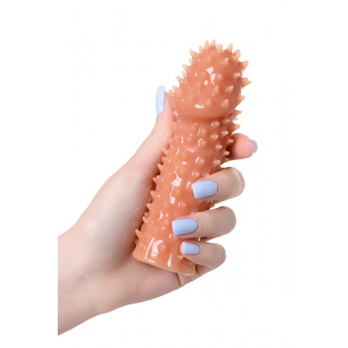 Насадка KOKOS  с дополнительной стимуляцией, реалистичная,TPR, телесный, 12.7 см с пупырышками