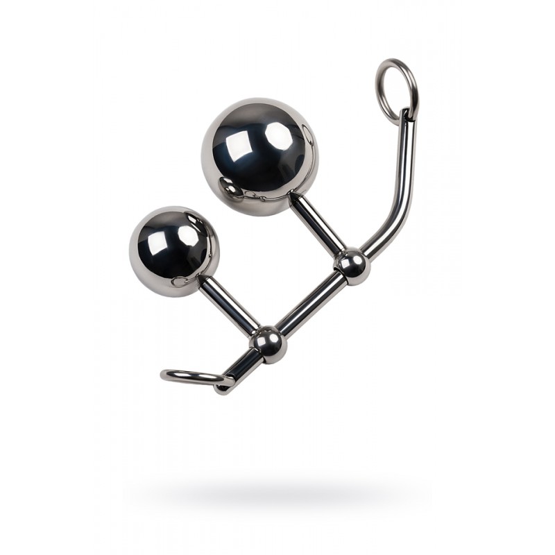 Стринги с двумя шарами, TOYFA Metal, серебристые