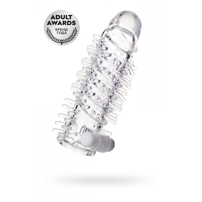Насадка на пенис TOYFA A-Toys с вибропулей, TPR, прозрачная, 13,4 см.