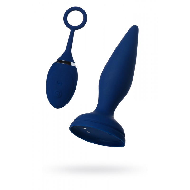 Анальная вибровтулка OPlay Unico с пультом ДУ, силикон, синий, 13,5 см.