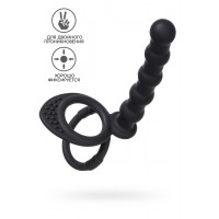 Насадка на пенис для двойного проникновения Black&Red by TOYFA, силикон, черная, 19,5 см