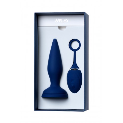 Анальная вибровтулка OPlay Unico с пультом ДУ, силикон, синий, 13,5 см.