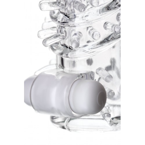 Насадка на пенис TOYFA A-Toys с вибропулей, TPR, прозрачная, 13,4 см.