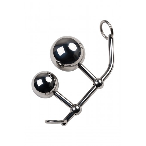 Стринги с двумя шарами, TOYFA Metal, серебристые