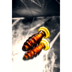 Анальная втулка Sexus Glass, стекло, коричневая, 12,5 см, Ø 4 см (иной угол)