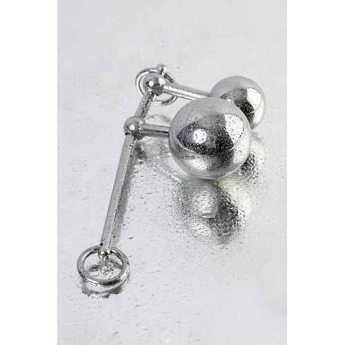 Стринги с двумя шарами, TOYFA Metal, серебристые