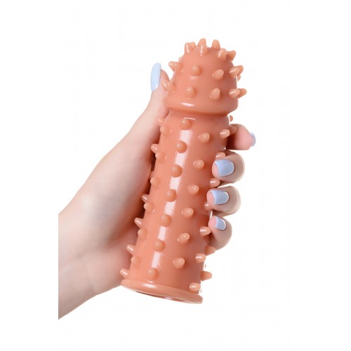 Насадка KOKOS  с дополнительной стимуляцией, реалистичная,TPR, телесный, 14.7 см с выступами