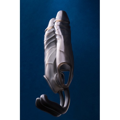 Насадка ToyFa XLover, для увеличения размера с дополнительной стимуляцией,TPE, черная прозрачная, 15,4 см