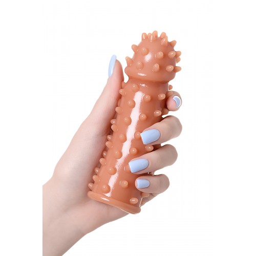 Насадка KOKOS  с дополнительной стимуляцией, реалистичная,TPR, телесный, 12.7 см с шипами