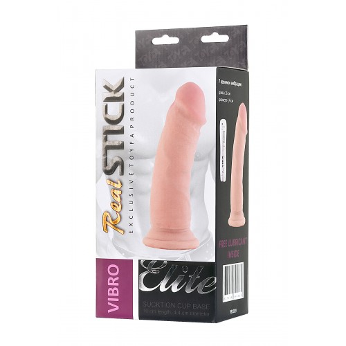 Реалистичный вибратор TOYFA RealStick Elite Vibro, TPR, телесный, 7 режимов вибрации, 18 см с толстым стволом