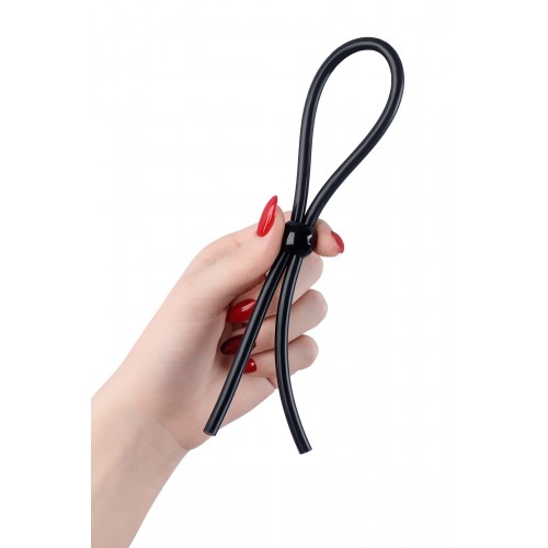 Лассо на пенис A-toys by TOYFA с одной бусиной, силикон, черное, 19,5 см