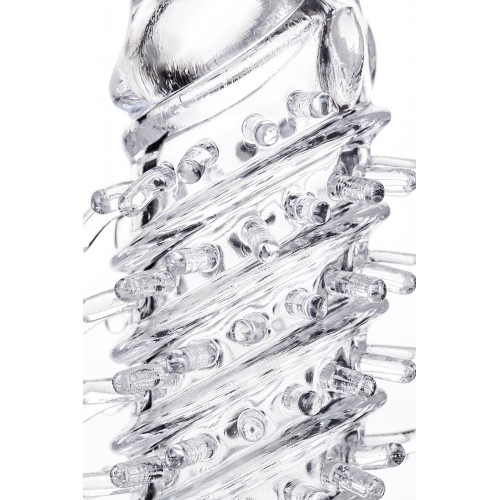 Насадка на пенис TOYFA A-Toys с вибропулей, TPR, прозрачная, 13,4 см.