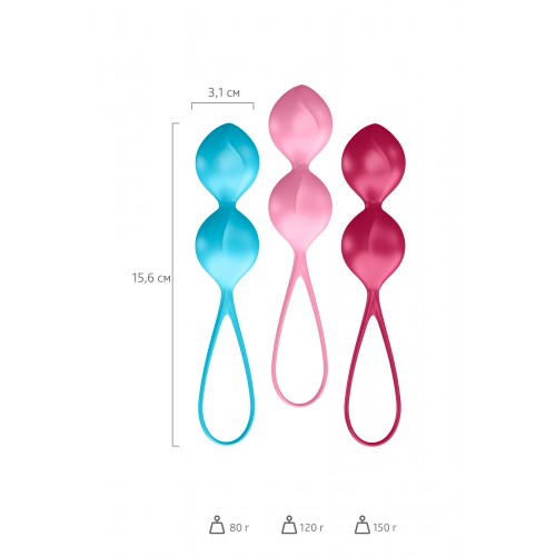 Набор вагинальных шариков Satisfyer  Balls C03 Double, Силикон, Ассорти, Ø 3  см