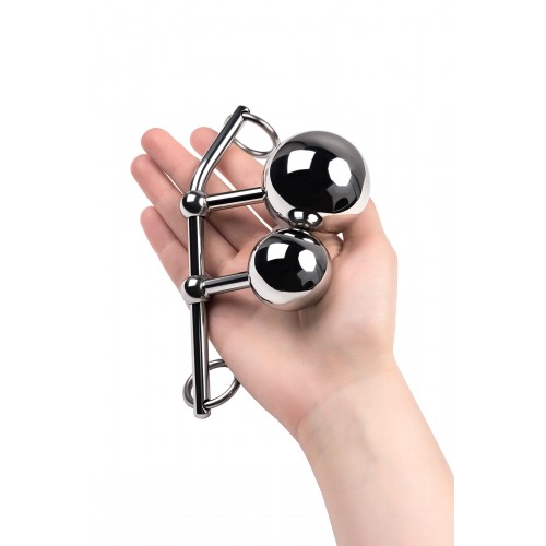 Стринги с двумя шарами, TOYFA Metal, серебристые