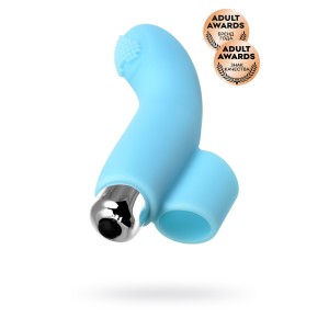 Вибронасадка на палец JOS DANKO для точки G, силикон, голубая, 9,5 см (иной угол)