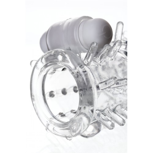 Насадка на пенис TOYFA A-Toys с вибропулей, TPR, прозрачная, 13,4 см.