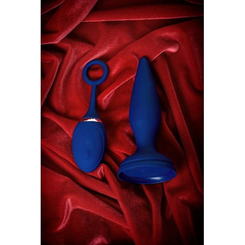 Анальная вибровтулка OPlay Unico с пультом ДУ, силикон, синий, 13,5 см.