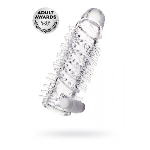 Насадка на пенис TOYFA A-Toys с вибропулей, TPR, прозрачная, 13,4 см.