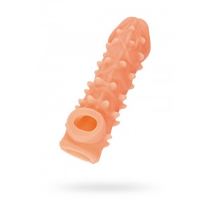 Насадка KOKOS реалистичная с дополнительной стимуляцией, TPE, телесная, 15.6 см