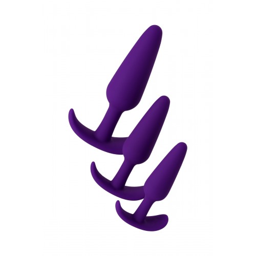 Набор анальных втулок, силикон, фиолетовый