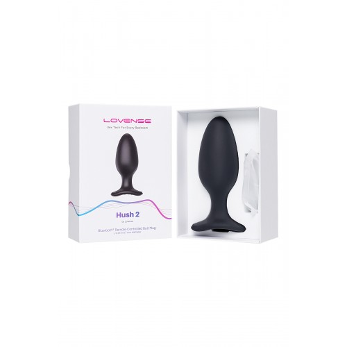 Анальная втулка LOVENSE Hush 2 (L), силикон, черная, 12,1 см