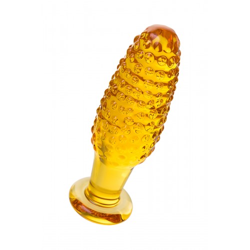 Анальная втулка Sexus Glass, стекло, желтая, 13 см, Ø 4 см